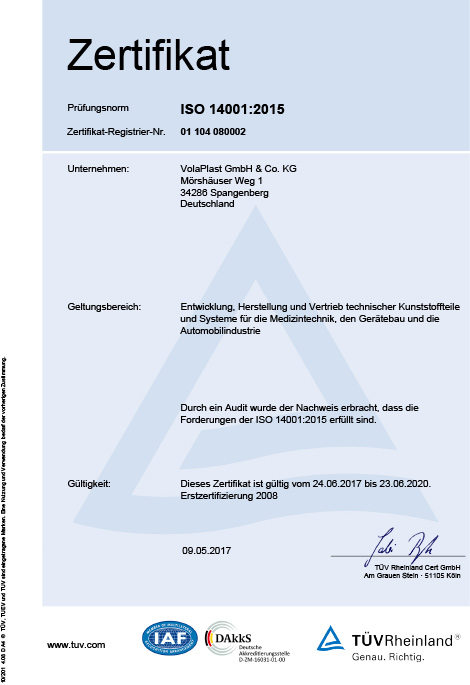 Qualit&auml;t und Umwelt - Zertifikat-14001